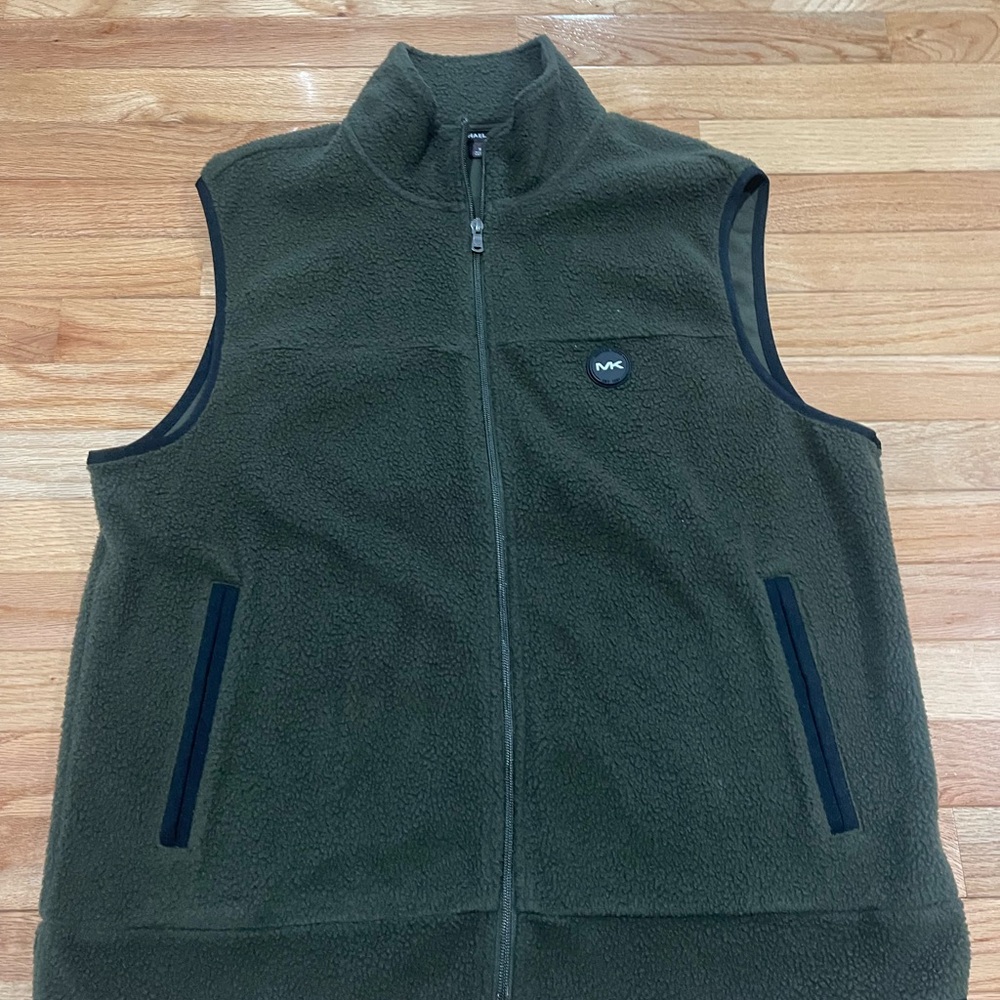 Michael Kors Green Fleece Vest High Collar